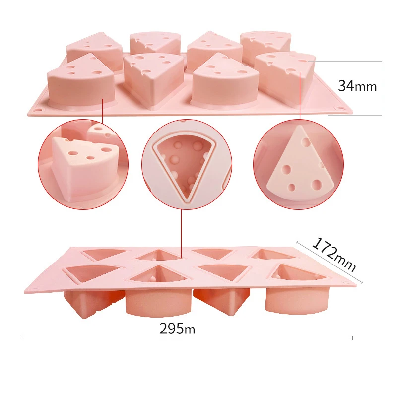 Cheese Shape Silicone Mold Mousse Cake Mold Chocolate Fudge Dessert Pastry Baking Decoration Tool Baking Pan Baking Accessories