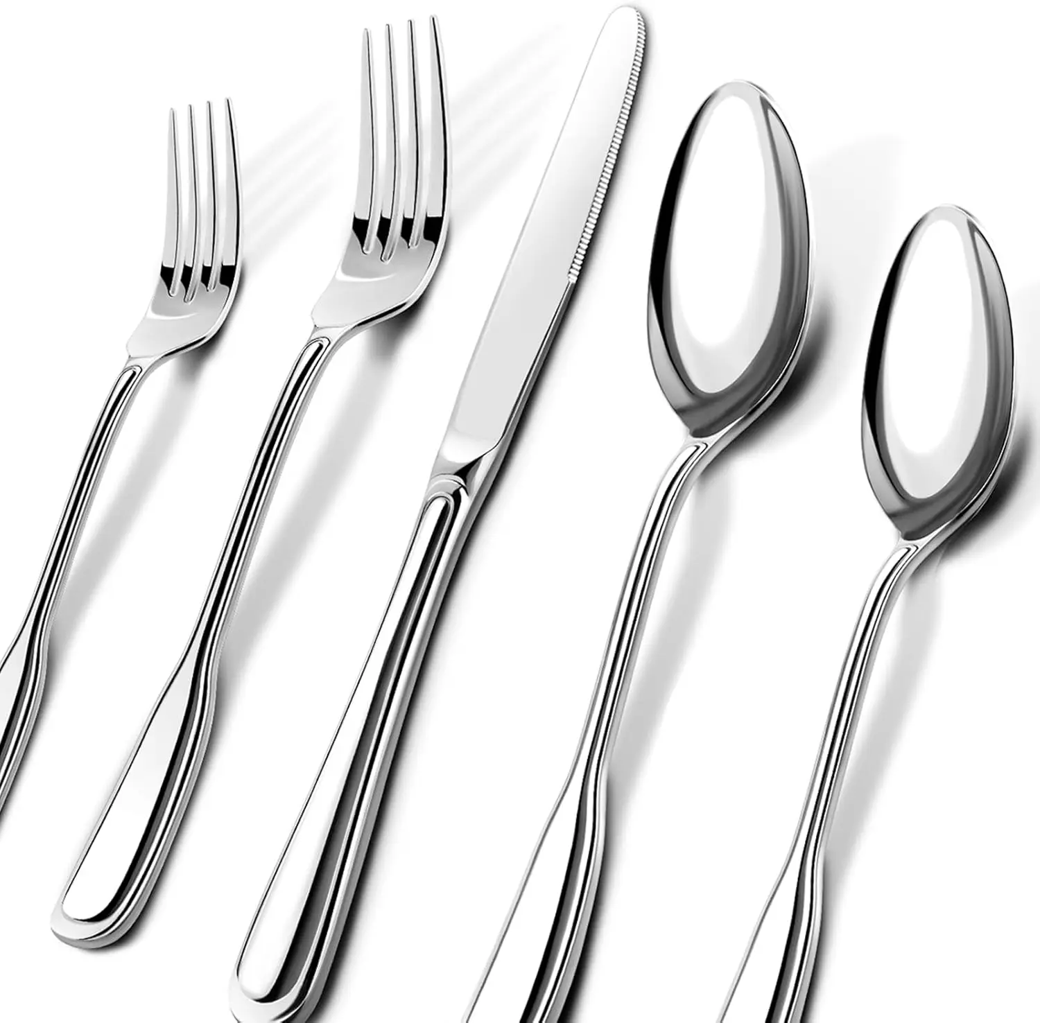 

Silverware Set for 8, Stainless Steel Cutlery Set with Wide Handles, Mirror Polished Utensils Heavy Duty Spoons and Forks Set, D