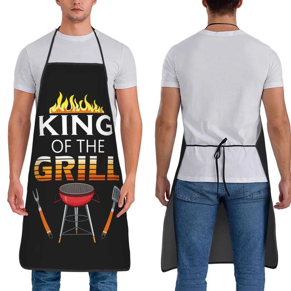 

King Of The Holy Grill Barbecue Aprons Chef Baking Tablier Waterproof Bib Kitchen Cleaning Pinafore for Women Men Gardening