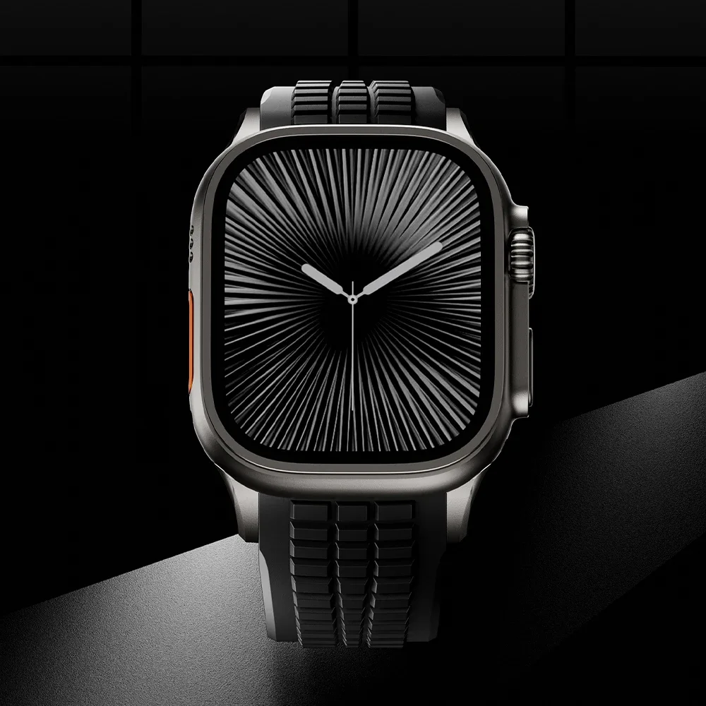 سوار سيليكون رياضي لساعة أبل الترا 3/2 49 مللي متر 46 مللي متر 45 مللي متر 44 مللي متر سوار معدني فاخر لسلسلة iWatch 11 10 9 8 7 Se حزام