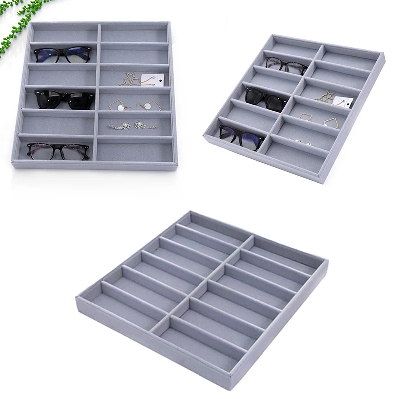 

12 Grid Sunglasses Display Stand Creative High-end Velvet Glasses Display Box Home Desktop Jewelry Jewelry Sundry Storage Box