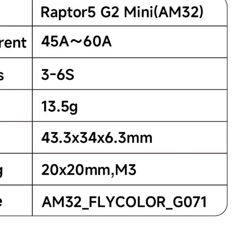 

Flycolor RC 60A ESC Raptor5 G2 Mini AM32 60A ESC 3-6S Lipo 20x20mm M3 поддерживает все цифровые сигнализации Dshot для RC FPV дронов