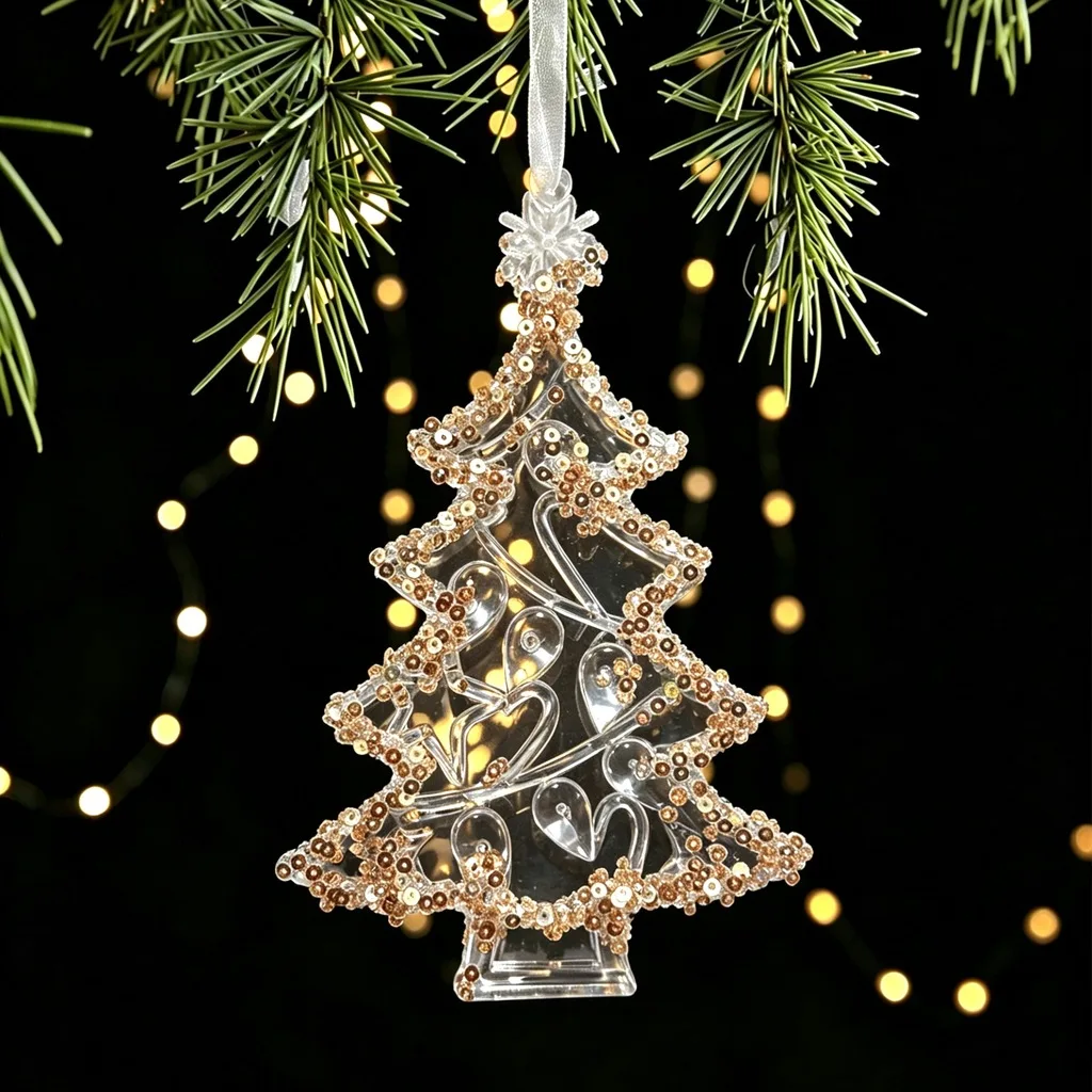 Christmas Tree Pendant Rhinestone Acrylic Christmas Ornament Christmas Hanging Ornament White Satin Angel Ornament For Entryway