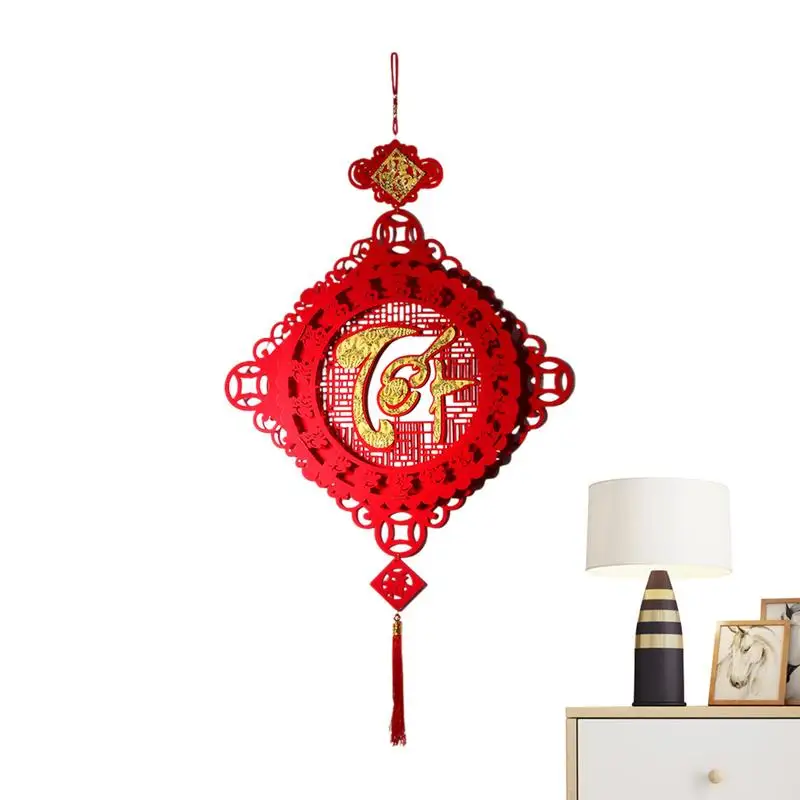 Lunar New Year Decorations 3D 2024 Blessing Tassle Paper Fan Ornament Year Of The Dragon Paper Fan Flower Hollow New Year