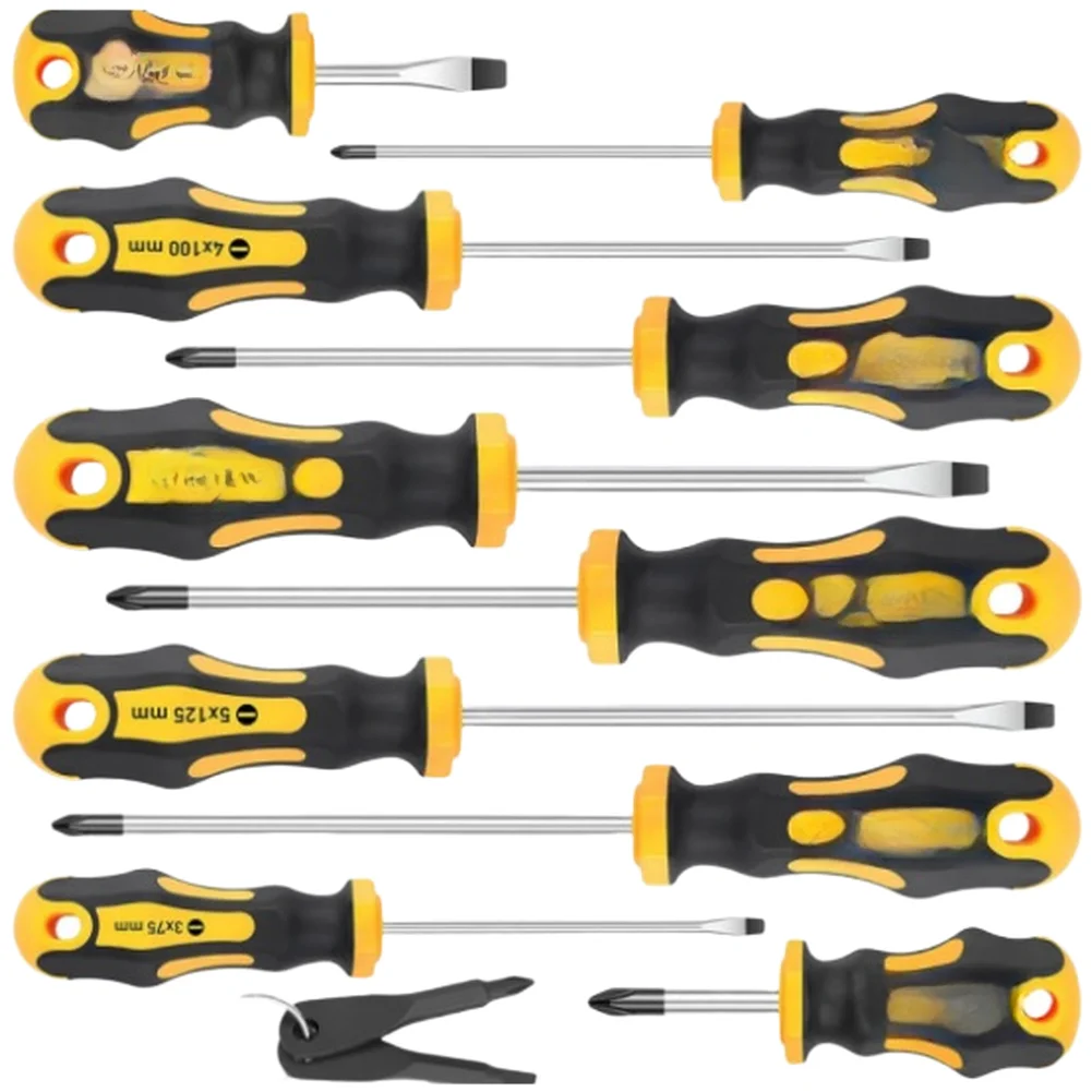 11 12 14pc Screwdriver Set Chromium Vanadium Steel Bits Ergonomic Handle For Multi Size Repair Tool Kit For Home Workshop Mainte