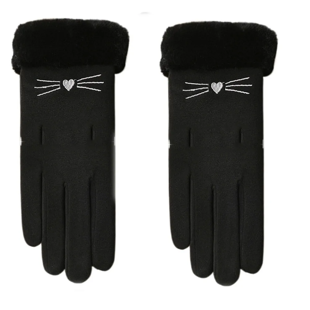 Winter cycling gloves with thick plush fleece lining windproof and coldproof design for outdoor sports and casual use