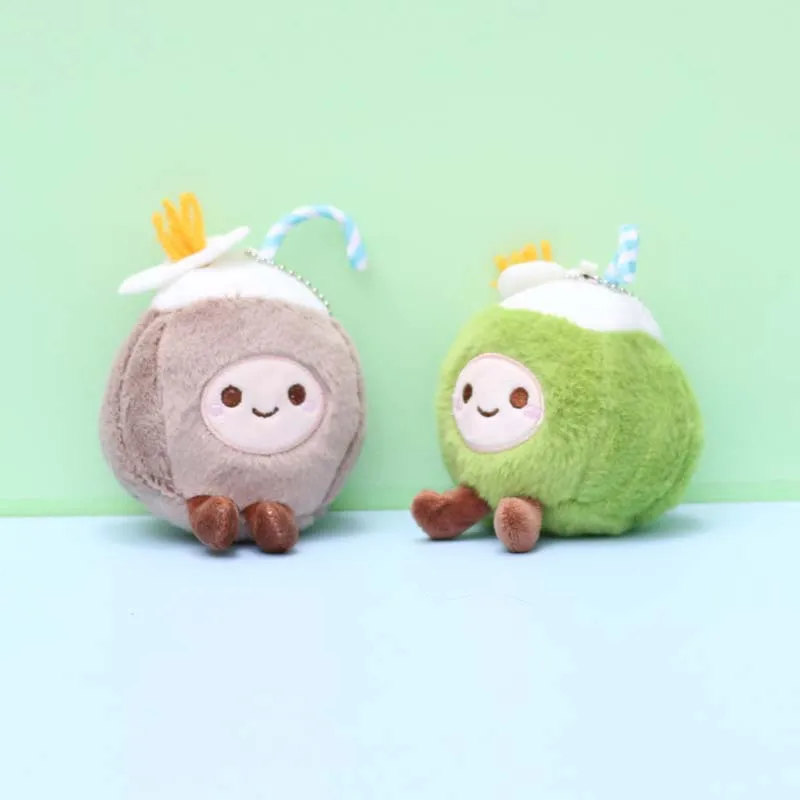 코코넛 펜던트 키체인, 귀여운 봉제 인형, 열대 과일 인형, 커플을 위한 창의적인 선물, 고급스러운 느낌의 봉제 인형 식물