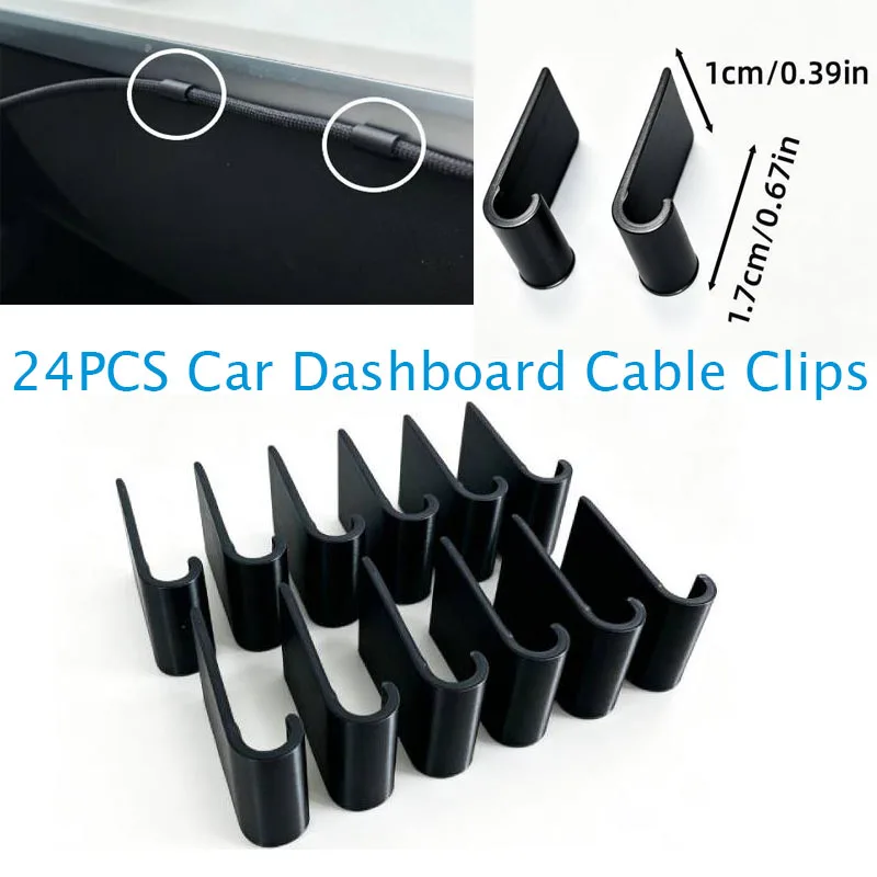 24PCS Car Dashboard Cable Clip Compatible With 3.4mm Diameter USB-C Standard Cable General Motors Cable Fixing Clamps