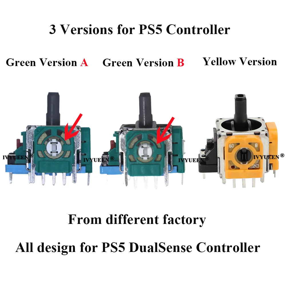 Ivyueen ไม้เท้า3D แอนะล็อก20ชิ้น, โพเทนชิโอมิเตอร์เซ็นเซอร์โมดูลสำหรับ PlayStation 5ตัวควบคุม PS4 4 PS5สำหรับ Xbox One series S