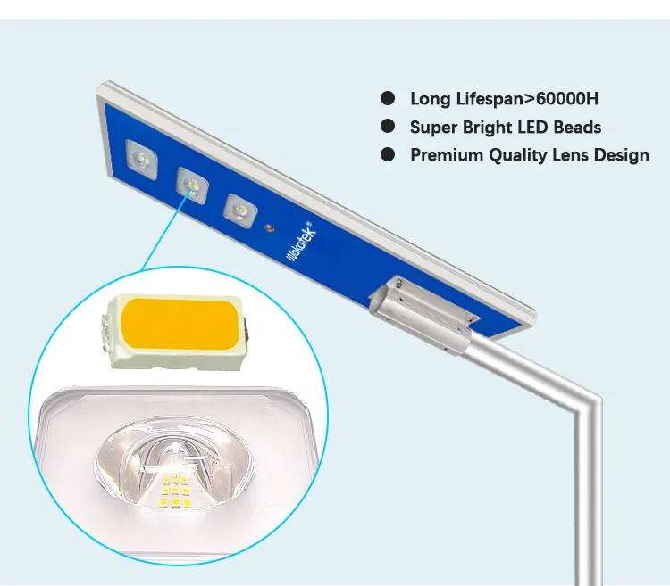 WAKATEK 저렴한 가격의 야외 정원 램프, 방수 통합 올인원 LED 태양광 가로등, 하이웨이, 300W