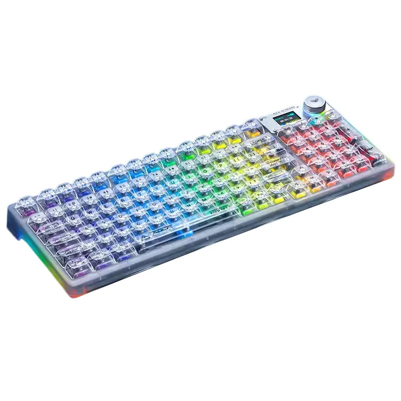 Imagem -06 - Teclado Mecânico sem Fio Aula com Tela Bluetooth Três Modos Transparente Jogo Acessórios de Computador F98 Pro