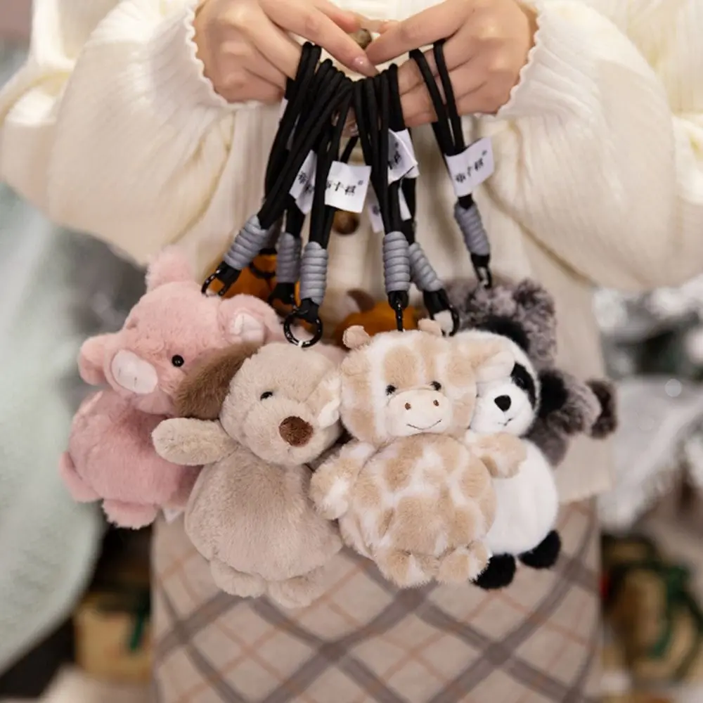 

Lovely Design Plush Dolls Pendant Raccoon Dog Cats Plush Keychain Bunny Pig Zoo Animals Plush Keyring Key Chain Accessory