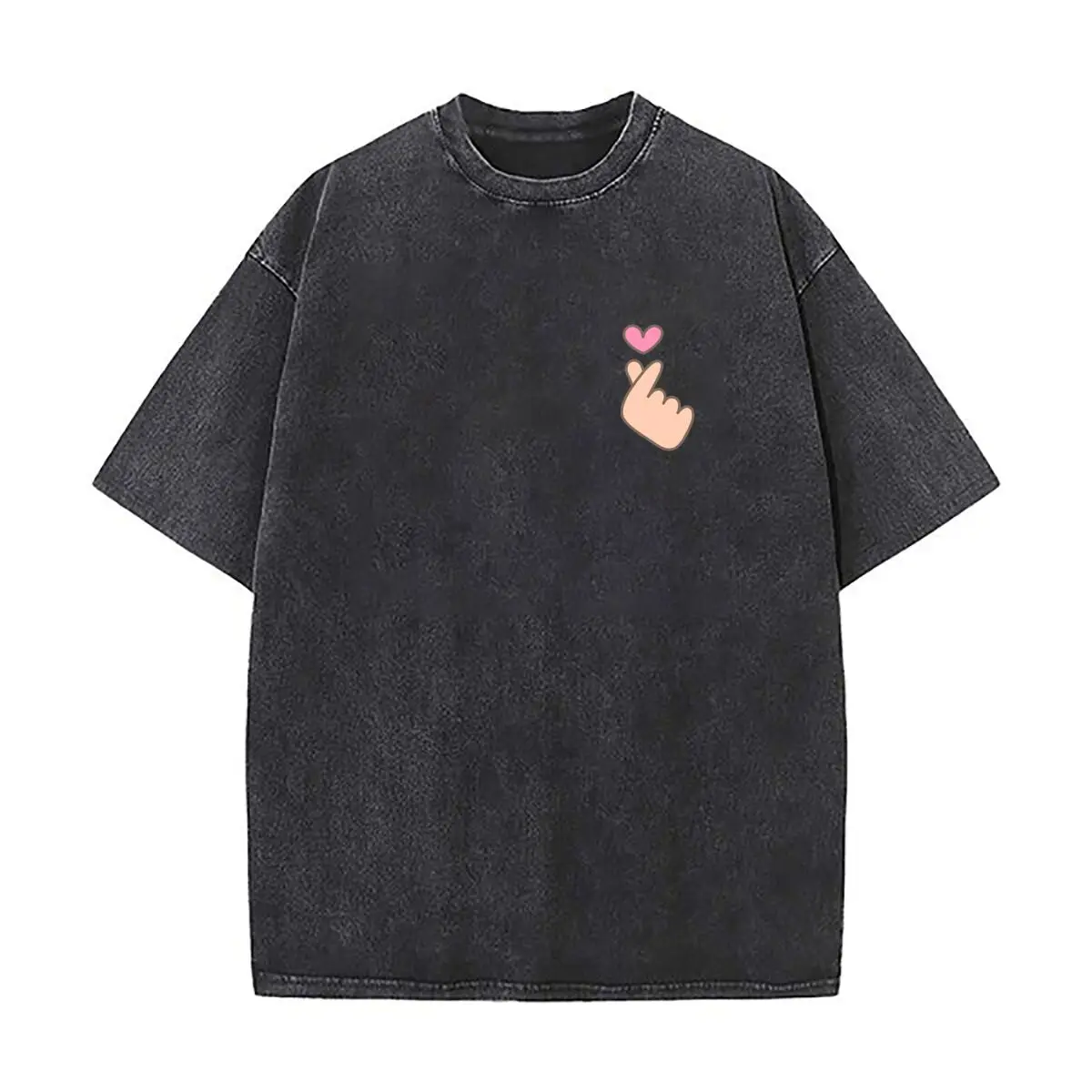 Coreano dedo corazón Corazon Coreano KPOP diseño de moda de gran tamaño de manga corta ropa informal suelta camisetas de manga corta