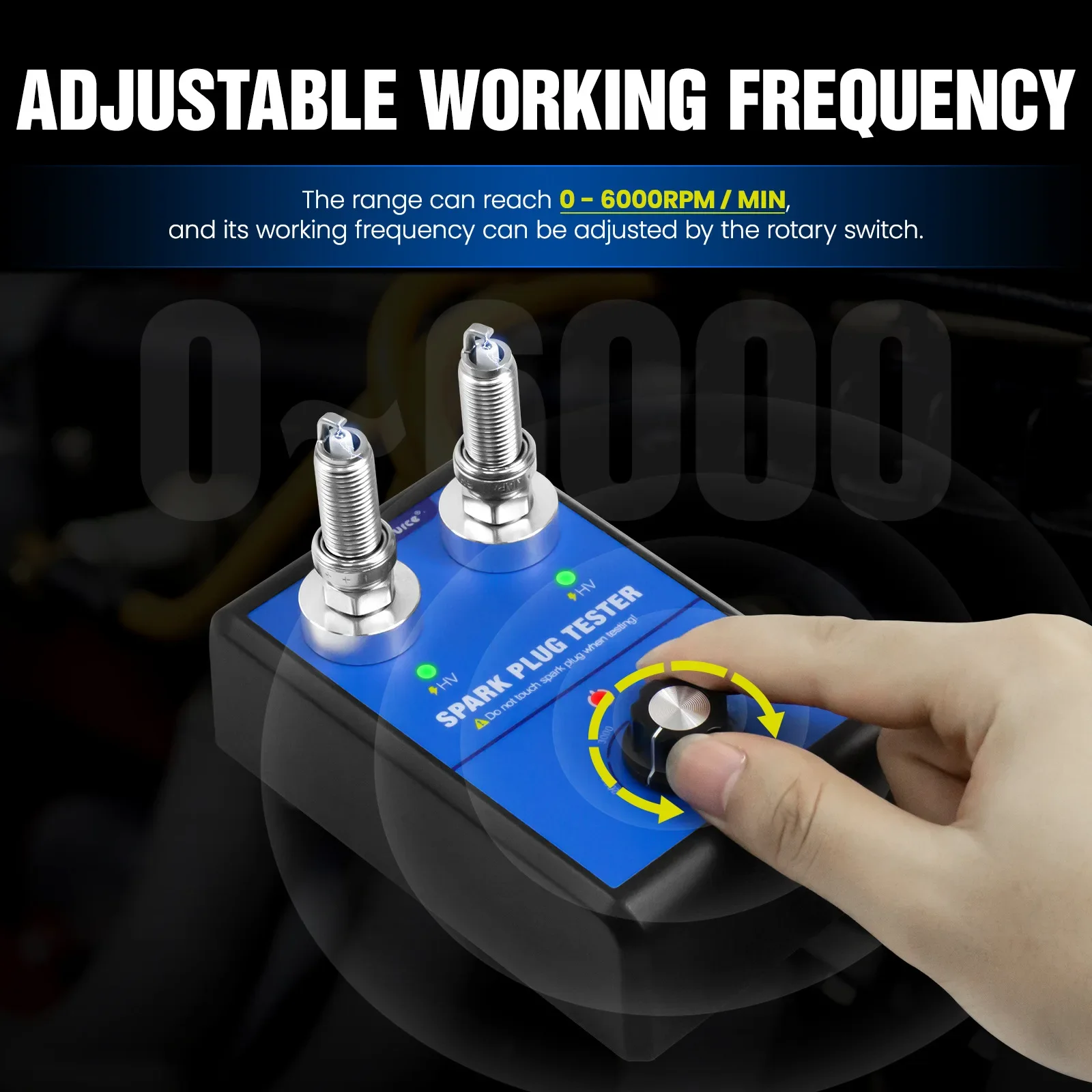 ST100 Car Spark Plug Tester Dual Holes 0-6000rpm Work Frequency Auto Engine Ignition Coil Tester Spark Tester Tool for 12V