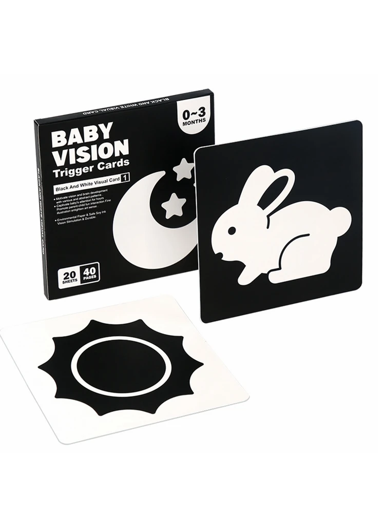 Jouets d'éducation précoce pour bébé, cartes Flash noires et blanches, cartes de Stimulation visuelle à contraste élevé, jouets Montessori pour bébé