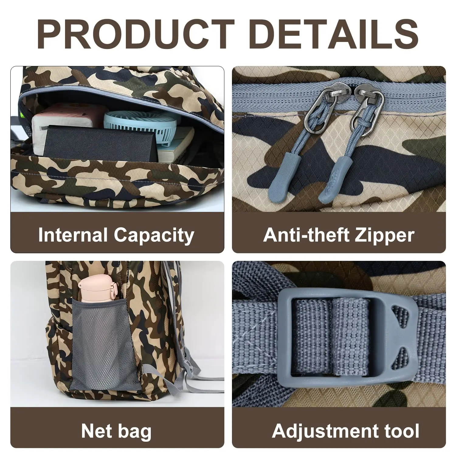 40L verstaubarer Rucksack, faltbar, ultraleicht, Outdoor-Reisetasche, großer faltbarer Rucksack, Wander-Reiserucksack, Bergsteigen, Tagesrucksack