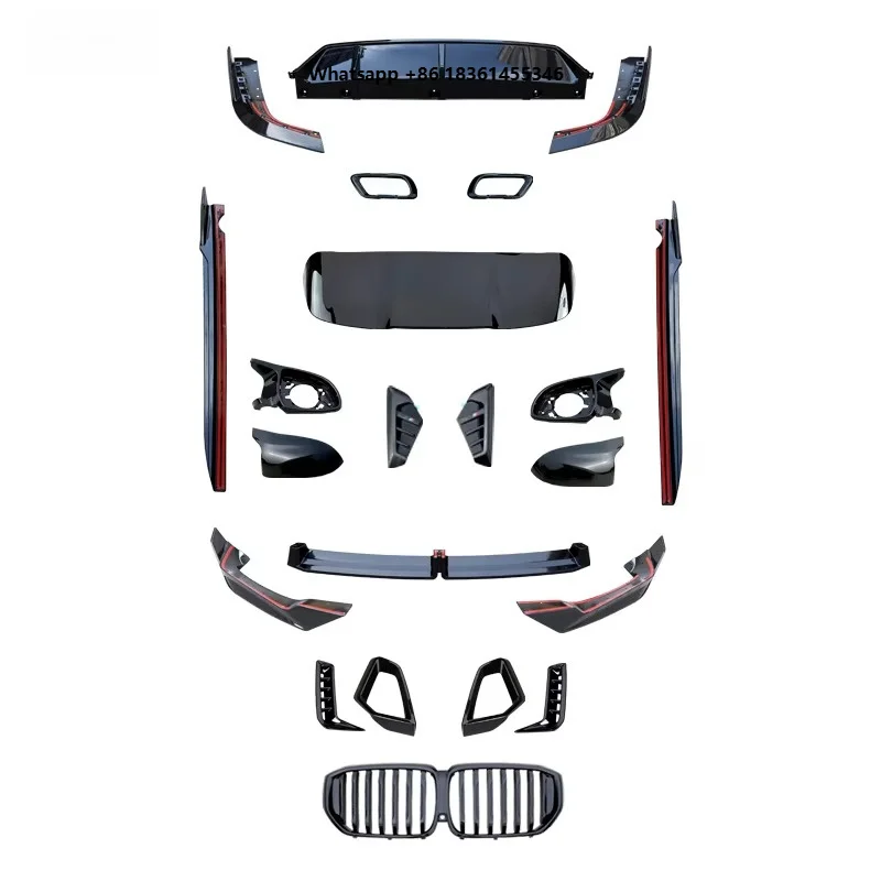 

For X5 G05 G18 LCI Sport Style Gloss Black Front Lip Side Skirt Rear Lip Diffuser Rear Spoiler for Models 2023+ STLF Body