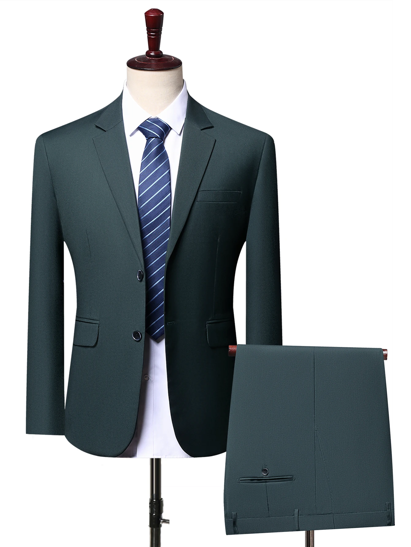 

Plus Size Men's Dark Green Two-Piece Suit, Suitable for Both Business Casual and Fashion Banquet Occasions