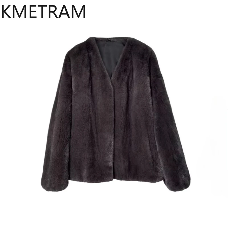 

100% цельное норковое меховое пальто, женская роскошная серая куртка из натурального меха с v-образным вырезом, высококачественная зимняя женская одежда, меховые куртки 2025 Fourrure