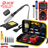 JCD 80W Soldering Iron Kit With Digital Multimeter 6000 Counts Auto Ranging AC/DC Voltage Meter 220V 110V Welding Tools Kit