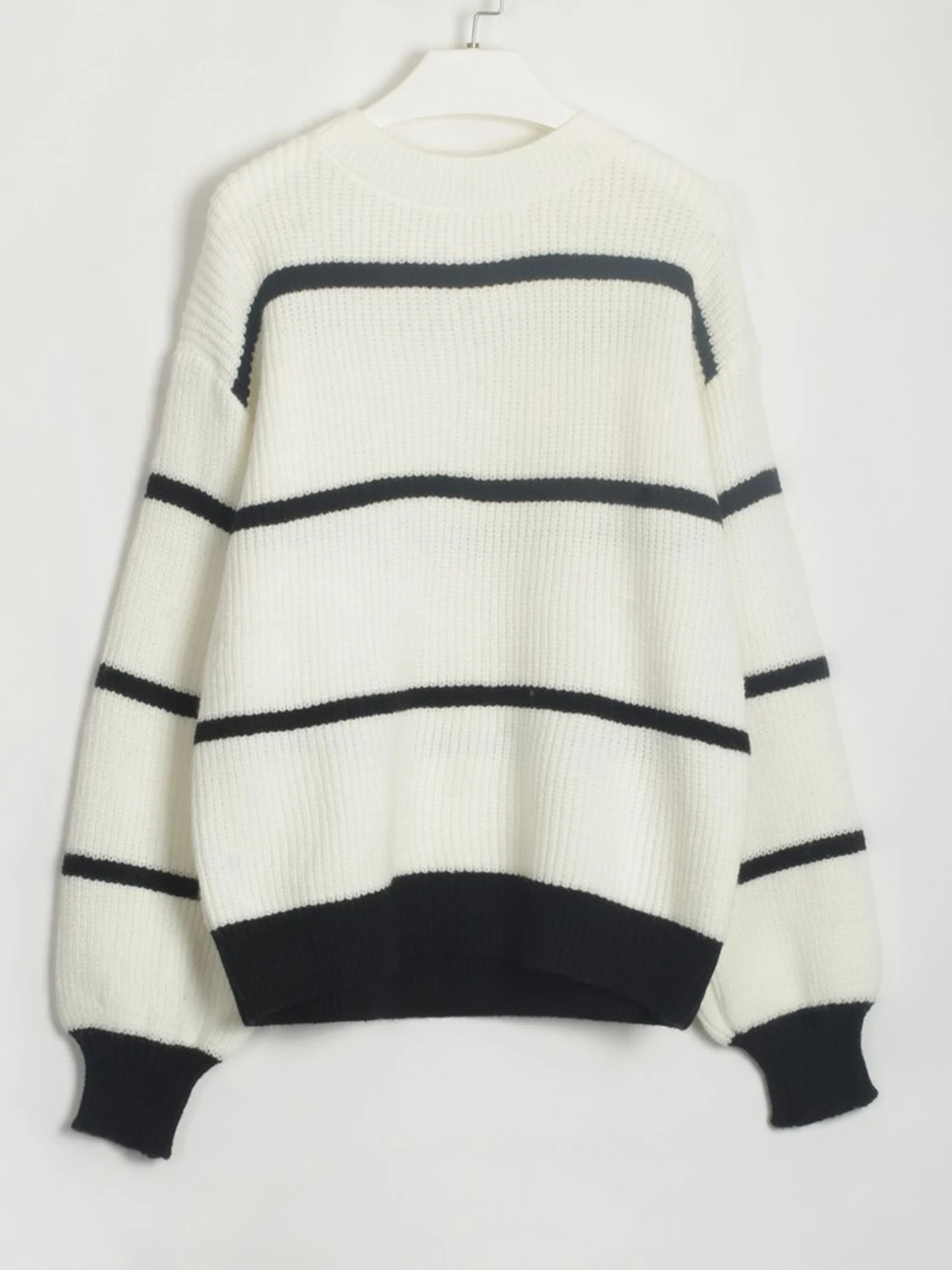 

Wixra Striped Pullovers Loose Basic Sweaters Long Sleeve O Neck High Street Jumpers 2023 Autumn Winter Casual Warm Knitwear