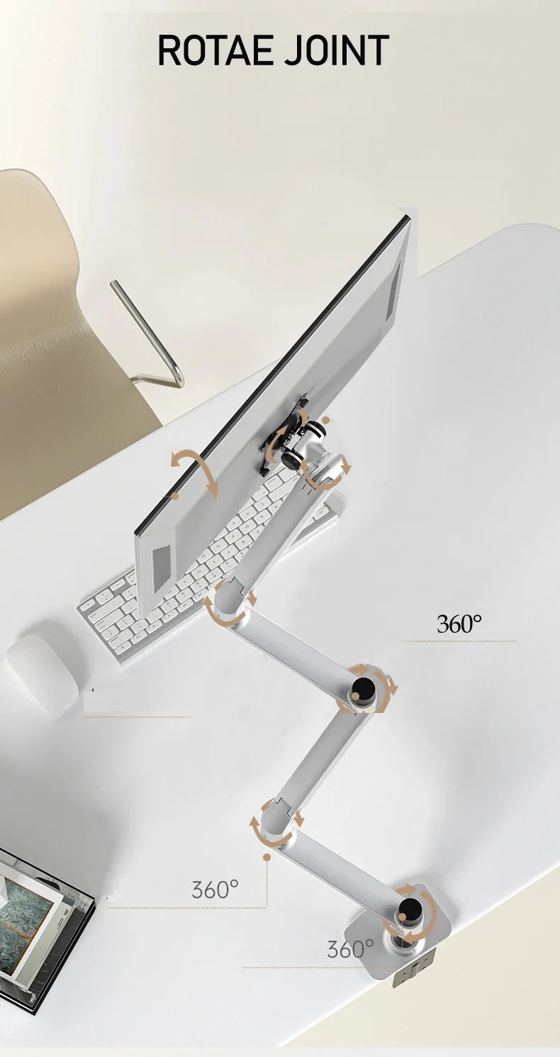 (1098mm) DL-8014 mechanical spring 3-6KG extra long arm clamp grommet 100x100 75x75 monitor holder 17"-32" monitor desktop stand