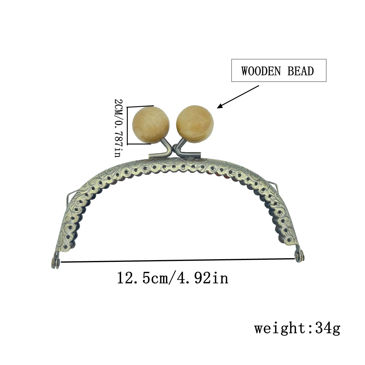 10 szt. Akcesoriów sprzętowych do toreb 8.5CM/10.5CM/12.5CM, 2CM okrągłe drewniane koraliki, blokada torby klamra do zapięcia, i.