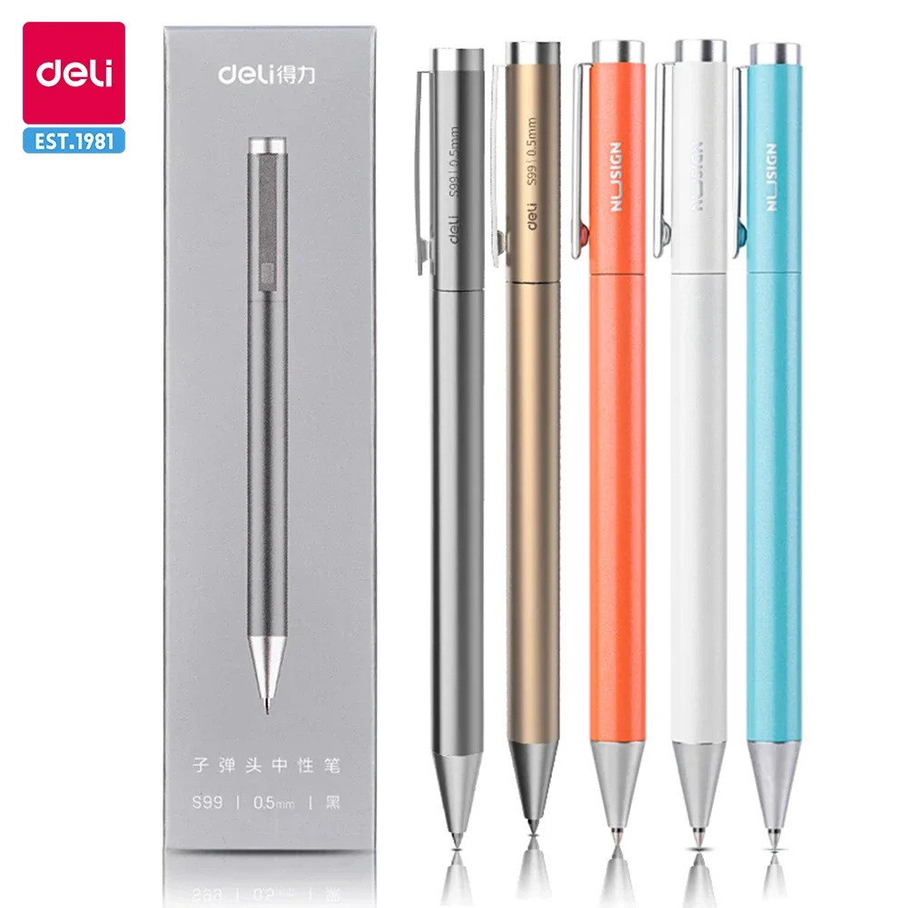 Deli-bolígrafos de Gel de lujo, bolígrafo de 0,5mm, bolígrafo de tinta negra, suministros escolares, papelería, bolígrafo de negocios Xiaomi, accesorios de oficina