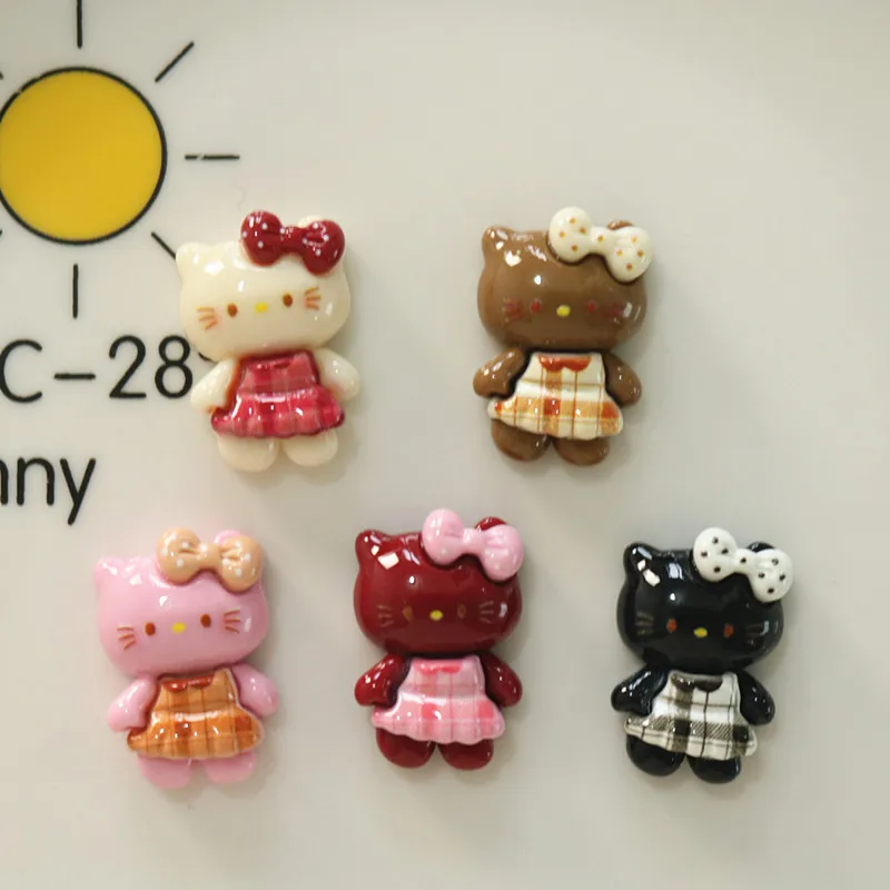 10Pcs New Mini Kawaii Warm colored cartoon kitten Series Flat Bottom Scrapbook  DIY Jewelry Making Hairwear Accessorie A21