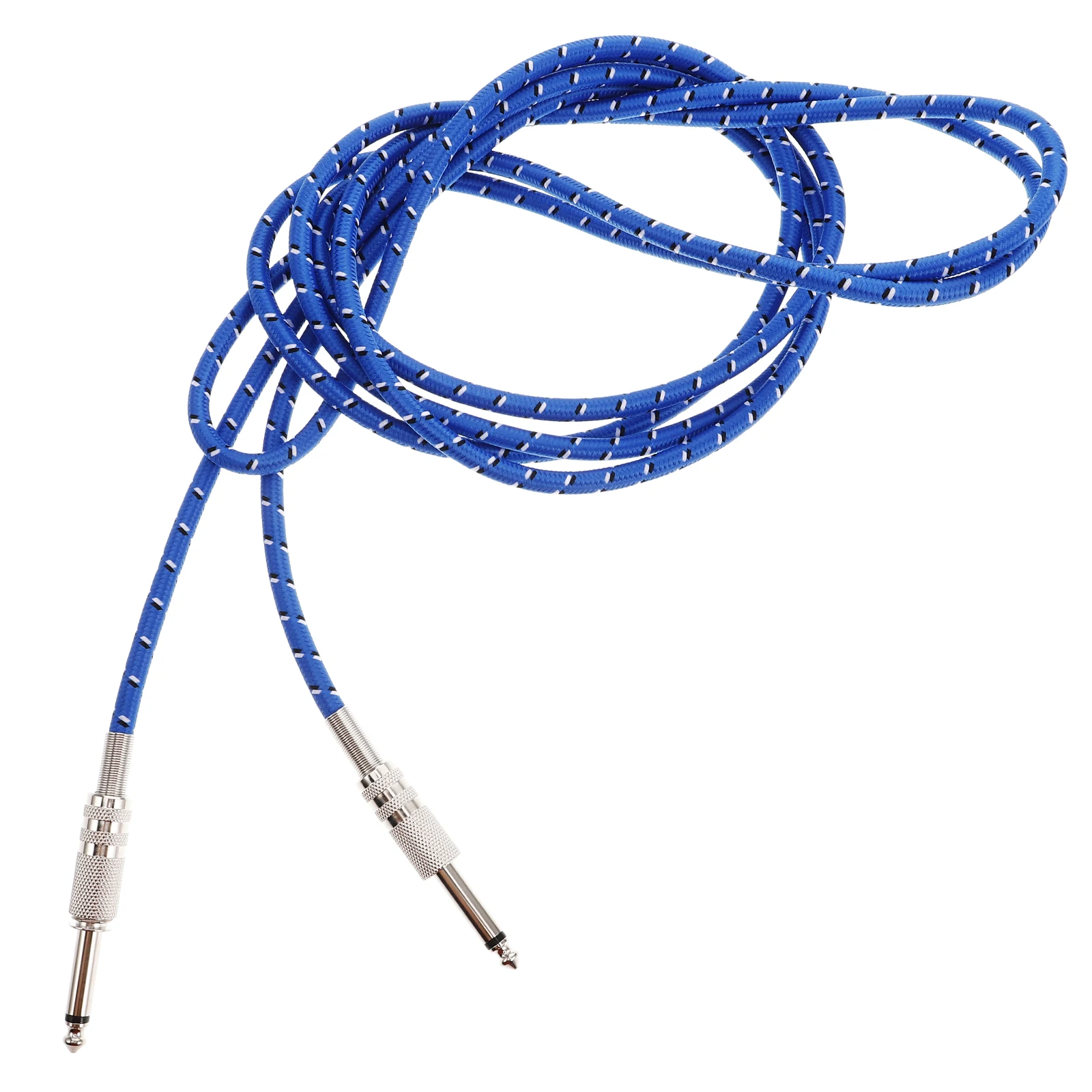

10Ft Guitar Cable Cord Blue Fiber Shielding Pure Sound Low Noise Studio Compatible With Electric Bass Amp Pedal Patch
