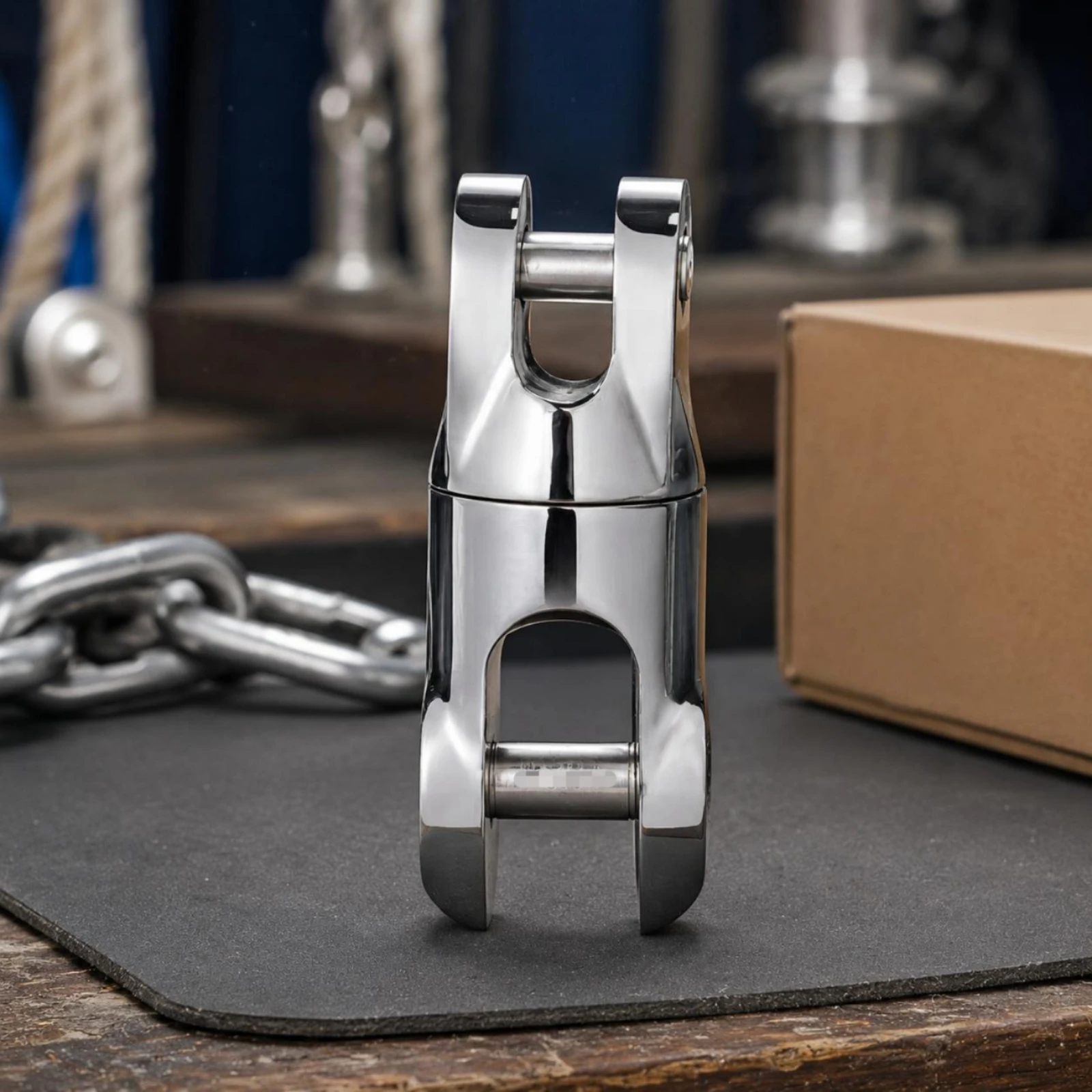 Swivel Anchor Connector Rotating Joint Anchor Chain Swivel Polished Silver Saltwater Proof