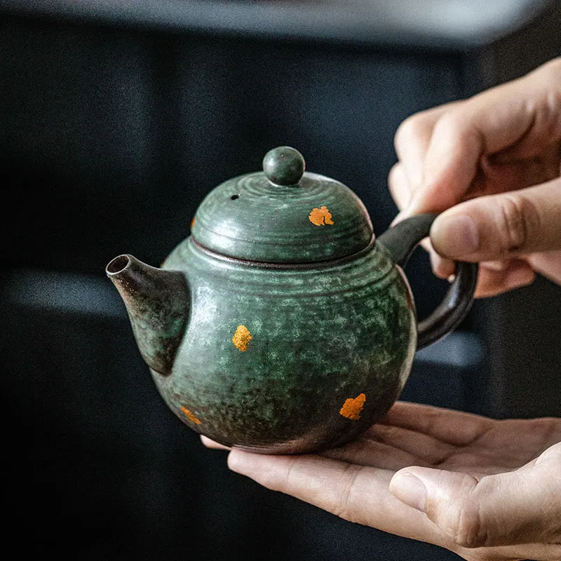 Retro Japanese style Pot Bronze Glaze Teapot Kung Fu Coarse pottery Tea Making Device Tea Infuser Tea Kettle