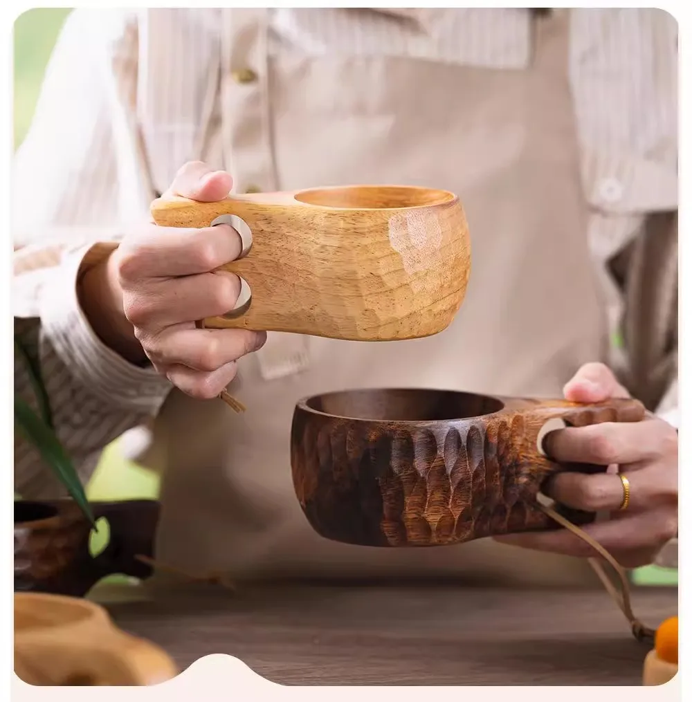 

Classical Chinese Portable Wood Coffee Mug Rubber Wooden Tea Milk Cups Water Drinking Cup Drinkware Teacup For Gift