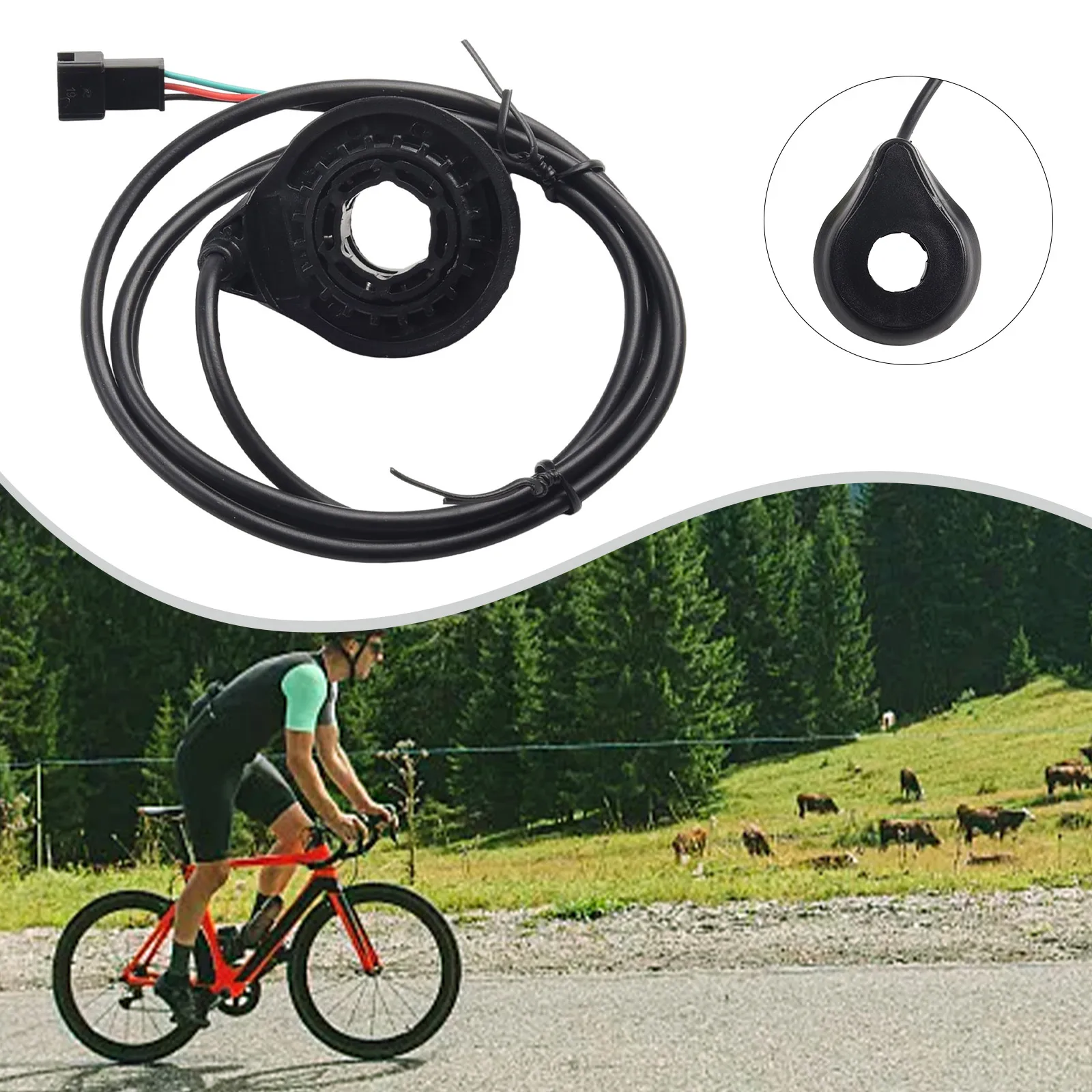 

Premium Electric Bike Left Side PAS Sensor With 12 Magnets ABS Double Hall Pedal Assist System 1-Meter Cable E-Bicycle Accessory