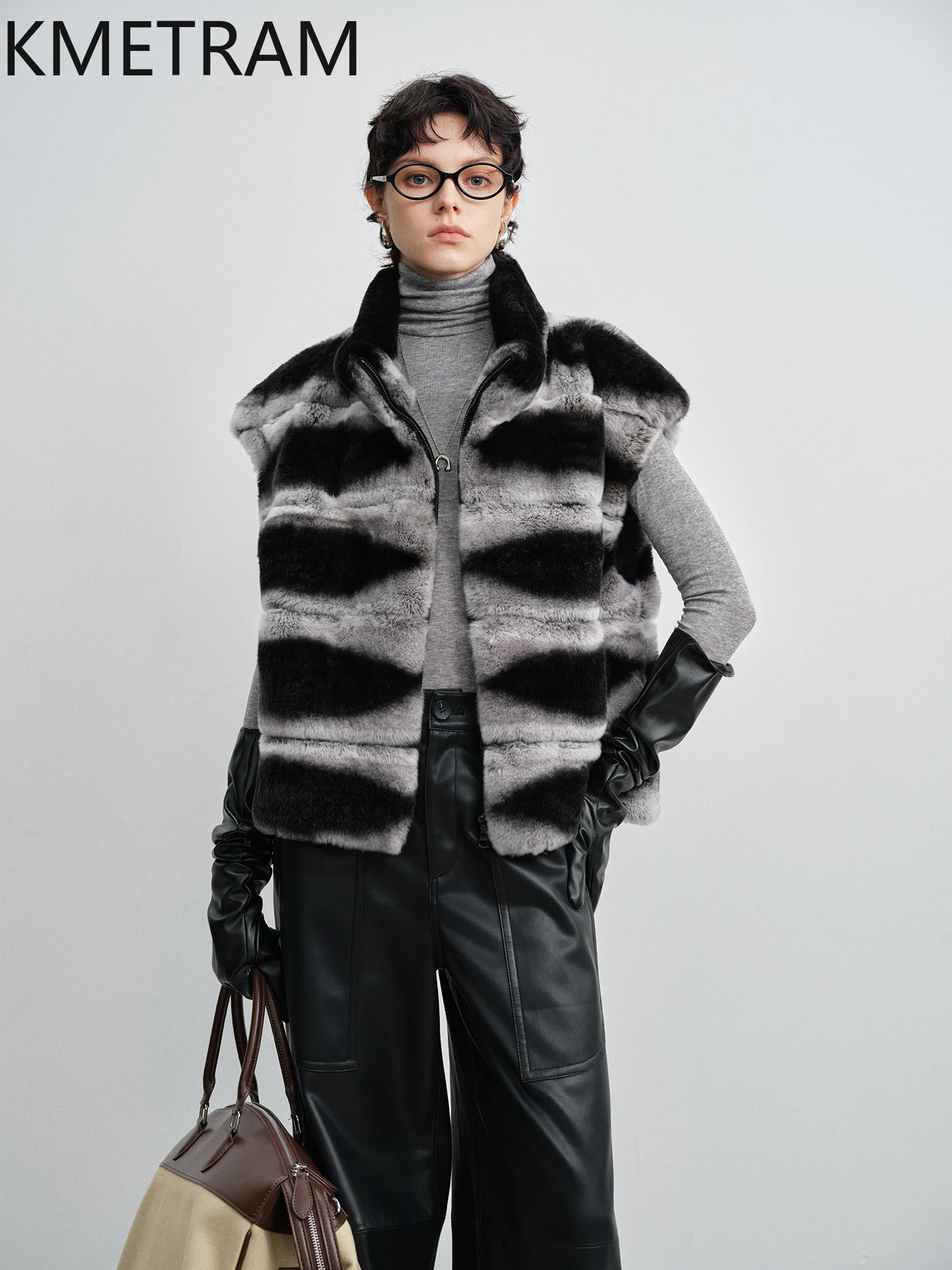 เสื้อกั๊กขนกระต่ายเร็กซ์แท้ 100% สไตล์โอลด์มันนี่สำหรับผู้หญิง เสื้อโค้ทขนสัตว์แท้แบบไม่มีแขน คุณภาพสูงสำหรับฤดูหนาว ปี 2025 шуба женская