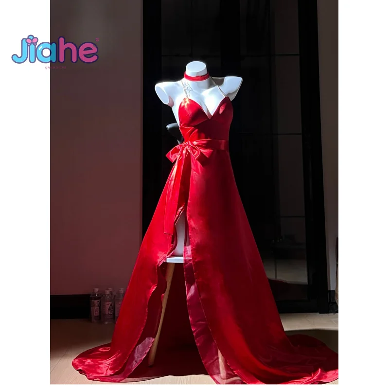 

Game Anime Azur Lane Taihou Cosplay Costume Women's sexy red long dress necklace socks Halloween carnival IJN Taihō uniform