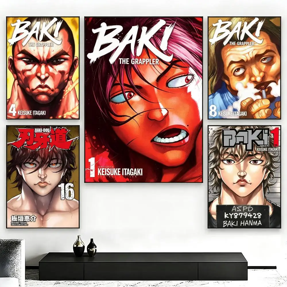anime Baki the Grappler Poster Poster Nordic HD Self-Adhesive Wall Sticker Home Café Bedroom Living Room Art Decor Gift