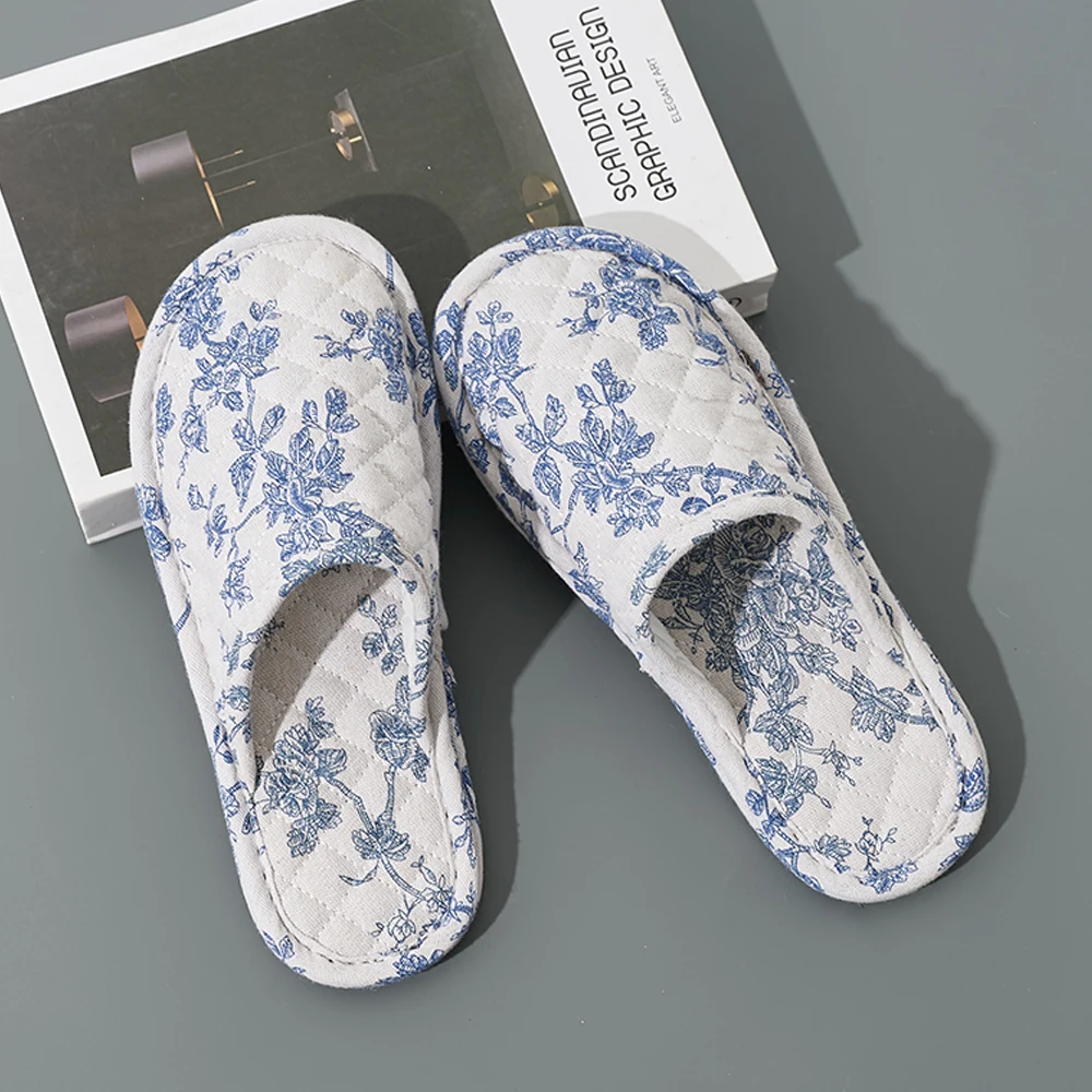 Home Indoor Slippers Soft Bottom Antislip Women Slippers Fashion Cotton Floral Floor Shoes Warm Lightweight Bedroom Slippers