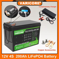 VariCore 12v 12.8V 200Ah LiFePO4 battery 4 String BMS USB 3.0 For RV Campers Golf Cart Off-Road Solar Wind 14.6V 20A Charger