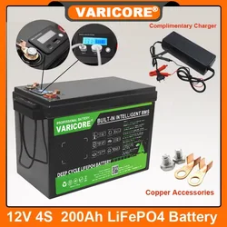 VariCore 12v 12.8V 200Ah LiFePO4 battery 4 String BMS USB 3.0 For RV Campers Golf Cart Off-Road Solar Wind 14.6V 20A Charger