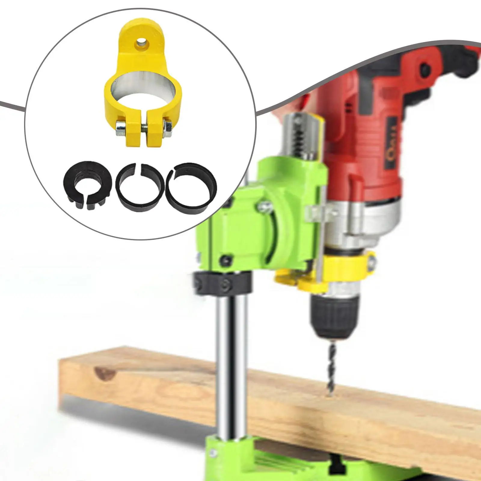 

Drill Press Floor Stand Clamp Hand Drill Holder with 3 Reducing Sleeves Easy to Install Metal Attachments Spare Part