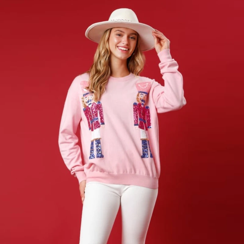 

Women's Christmas Glitter Long Sleeved Pullover Hoodie Autumn Fashionable Loose Oversized Kawaii Sweatshirt Harajuku Clothing
