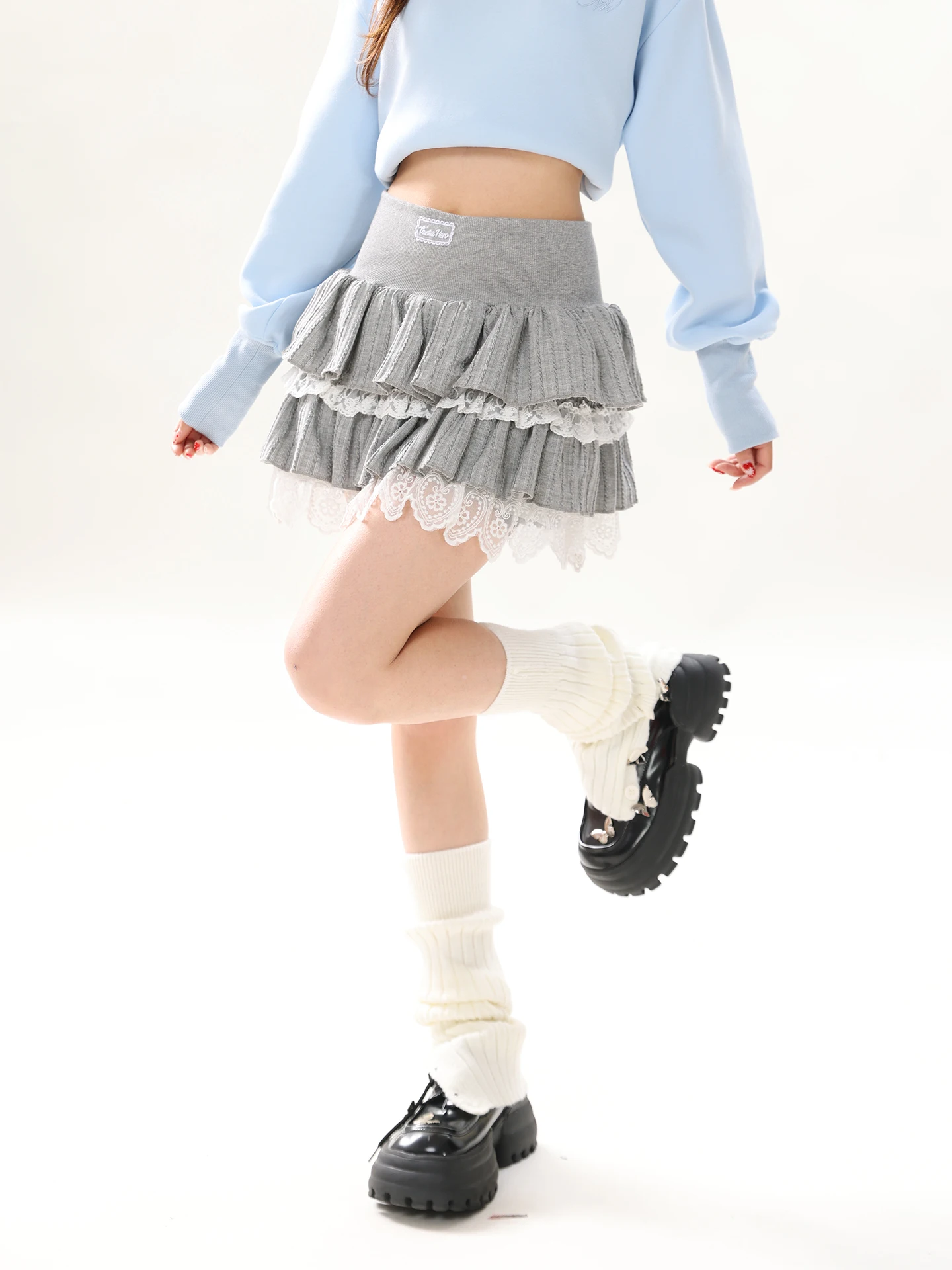 

American Sle Sweet Girl ey Lace Trim Splice Slimming Casual Anti-Aging Cake f-length ort Skirt High Waist Spring 2026