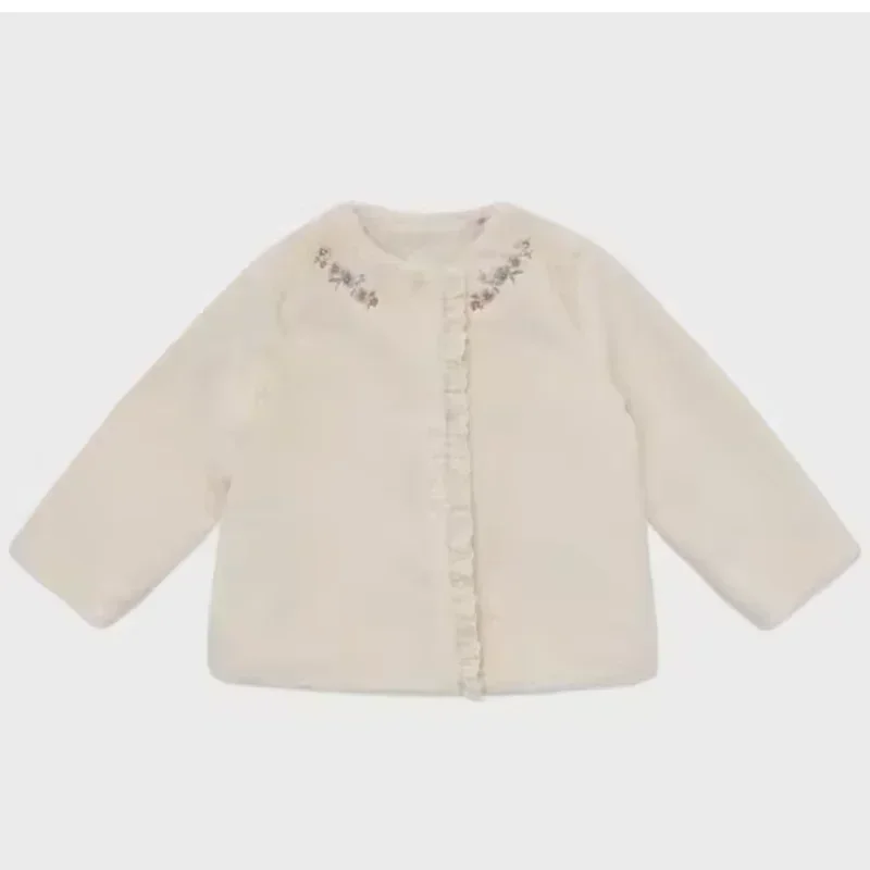 Cárdigan de punto Lou para niños, Chaqueta de algodón bordada, vestido Floral para bebés, otoño e invierno, preventa, 2024