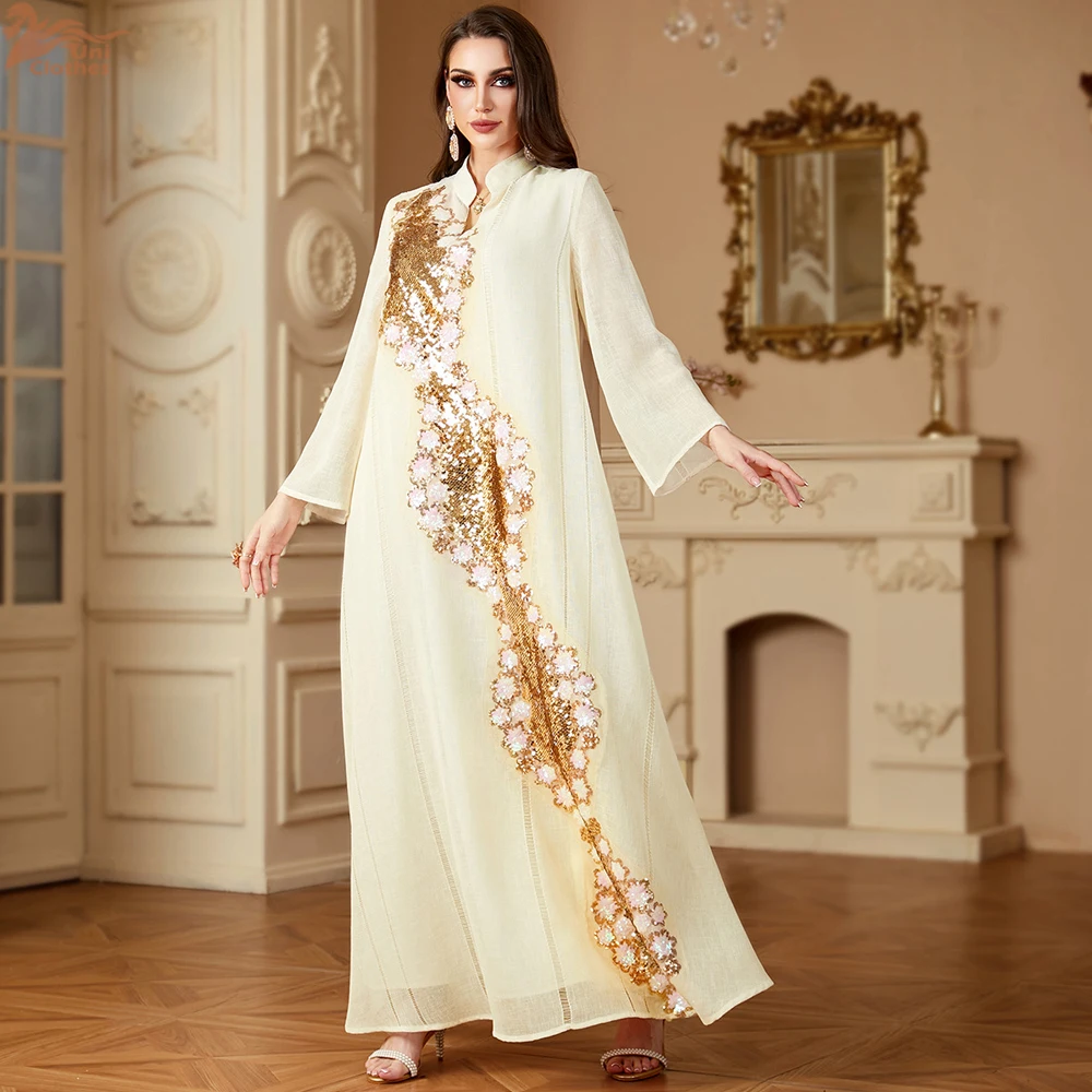 

Eid Muslim Dress for Women Embroidery Ramadan Jalabiya Party Long Dresses Abaya Long Robe Morocco Dubai Kaftan Vestidos Largos