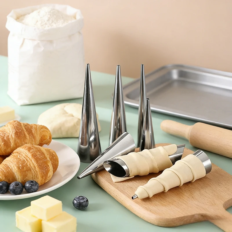 16Pcs Conical Tube Cone Roll Spiral Croissants Molds Cream Horn Pastry Mould Cookie Dessert Kitchen Baking Tools