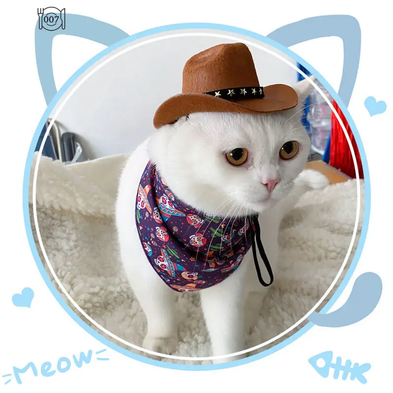 Non-woven Fabric StylishPets Star Cowboy Hat SoftComfortable AdjustableStraps Caps Street PartiesPhoto Props for Cats Dogs