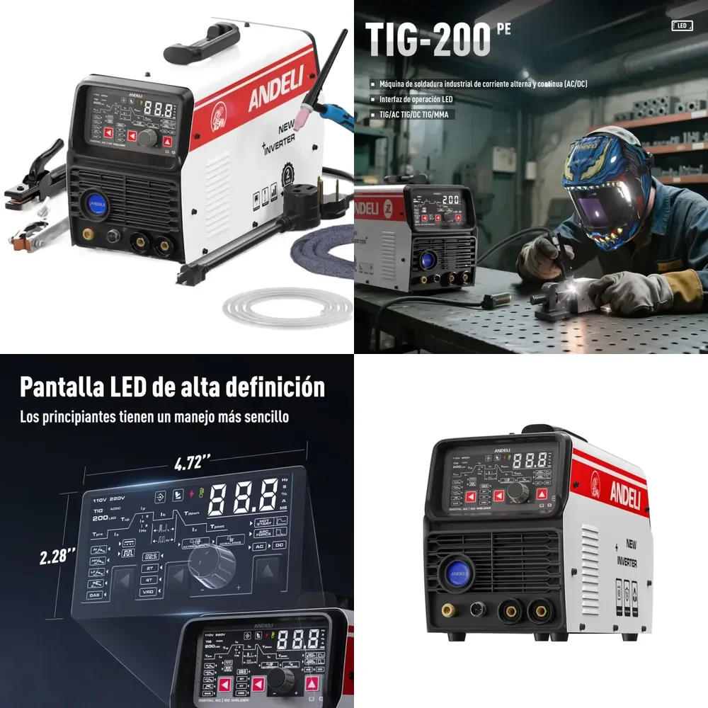 【2026 Hot Selling】 ANDELI New Arrival TIG-200PE LED 110V 220V REMOTE CONTROL Current Torch AC DC COLD TIG MMA Welder
