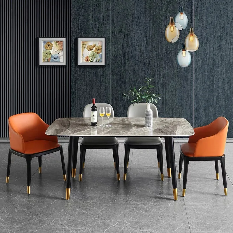 Italian Style Luxury Dining Room Sets Minimalist Furniture Kitchen Modern Creative Rectangular Marble Dining Table And Chairs