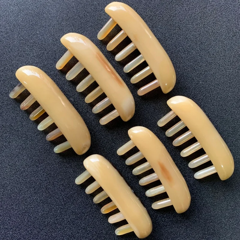 Horn Six Teeth Massage Comb Head Massage Comb Sheep Horn Six Nail Acupuncture Comb Horn Comb Factory Wholesale